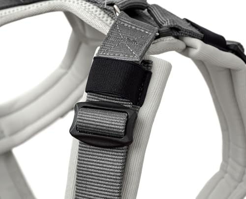 Hunter Hundegeschirr Maldon UP, Farbe: hellgrau/grau, weich gepolstert & komfortabel, stark reflektierend durch 3M Scotchlite, 4-Fach verstellbar, mit gepolstertem Griff (ab S-M), Größe: XS-S