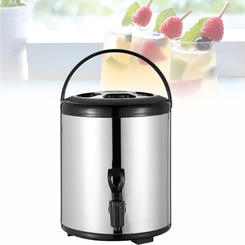 Cubo aislado de acero, urna de catering de 6L/8L/10L/12L, barril de té con leche, dispensador de hervidor de agua caliente con tapa y espiga, para agua caliente y bebidas, rojo - 10L