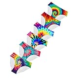 HUGS IDEA Women Ladies 6 Packs Seamless Underwear Panties Colorful Tie Dye Painting Comfortable Mid