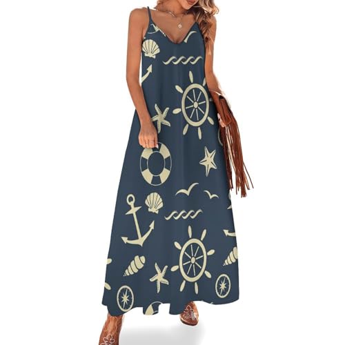Robe longue de voilier pour femme ete sans manches coupe droite taille standard