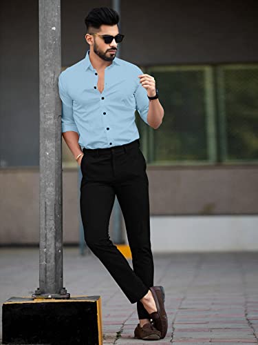 Image of Men's Cotton Solid Full Sleeves Regular Fit Formal Shirt