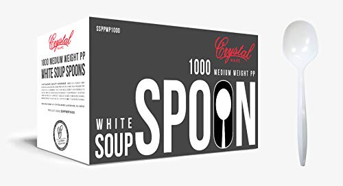 Plastic Spoons, Medium Weight White Pp Cutlery, Disposable Soup Spoons 1000 Count #TOP4