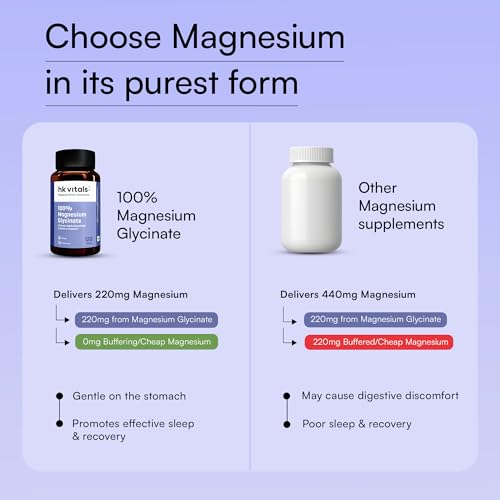 Image of hk vitals 100% Magnesium Glycinate (1880mg) 120 Tablets | For Better Sleep Quality & Muscle Recovery with Fish Oil (60 Capsules)