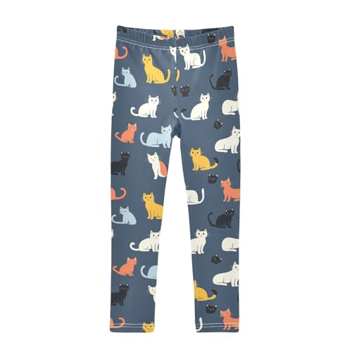 Funny Cat Animal Girls Casual Leggings for Kids Printed Long Pant Bottoms Stretch and Soft