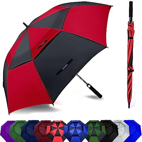 Image of Golf Umbrella Large 62 /68 /72 Inch, Extra Large Oversize Double Canopy Vented Windproof Waterproof Umbrella, Automatic Open Golf Umbrella for Men and Women and Family