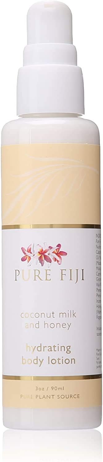 PURE FIJI Body Lotion Hydrating - Moisturizing Lotion for Dry Skin with Coconut Milk and Vitamin E, Organic Body Lotion For Women and Men, Coconut Milk and Honey Scent, 3 oz