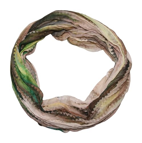 beybey® feiner Batik Damen Seide Loop Schal in unwiderstehlichen Farben - hochwertiger Seidenschal - Schweizer Alpen (beige)