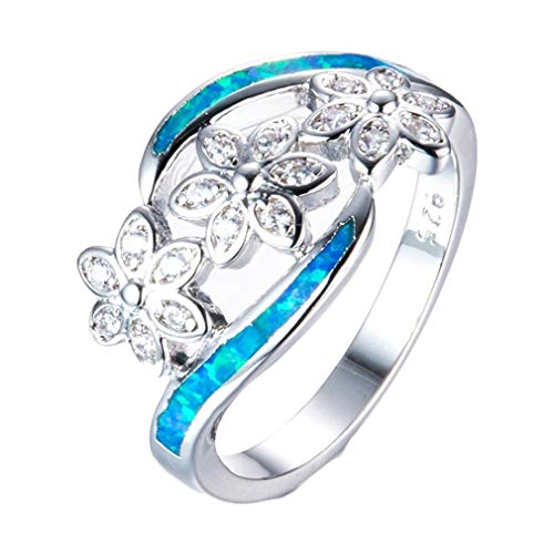 Bague argent opale bleue contre les bijoux ternes bague fleur éclatante pour femme