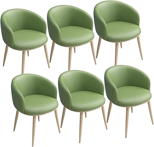 SJIALEN Modern PU Dining Chairs Set of 6, Leather Seat U-Shaped Backrest Metal Legs Armchairs Living Reception Office Kitchen Chairs Kitchen Chair (Color : Green, Size : 42x42x75cm)