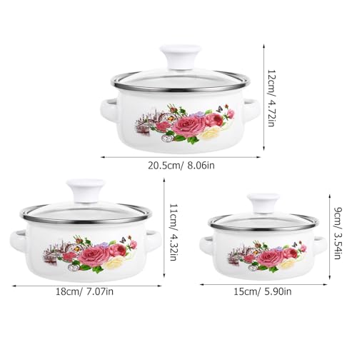 Mini casseroles émaillées empilables par 3 avec double poignée