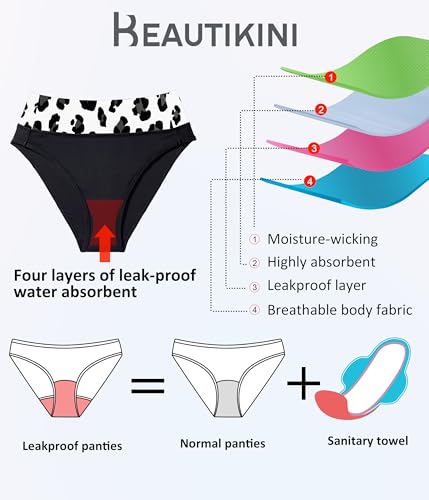 Image of Beautikini Period Swimwear Bikini Menstrual Swim Bottoms Leakproof Bathing Suits for Teens Girl
