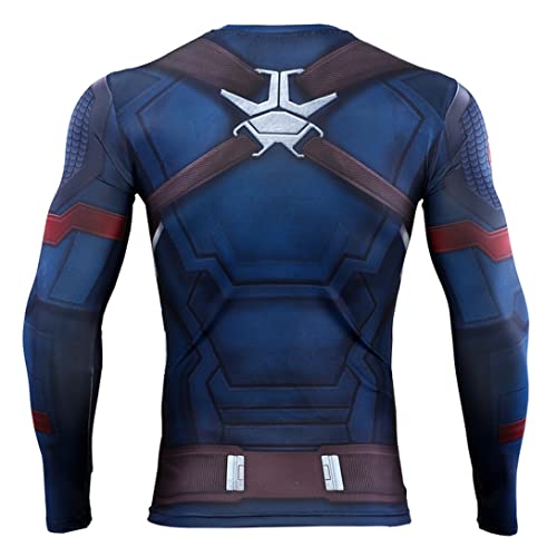 3D Super Hero Close-Fitting Quick-Drying Elastic Sport Cosplay T-Shirt Long Sleeve