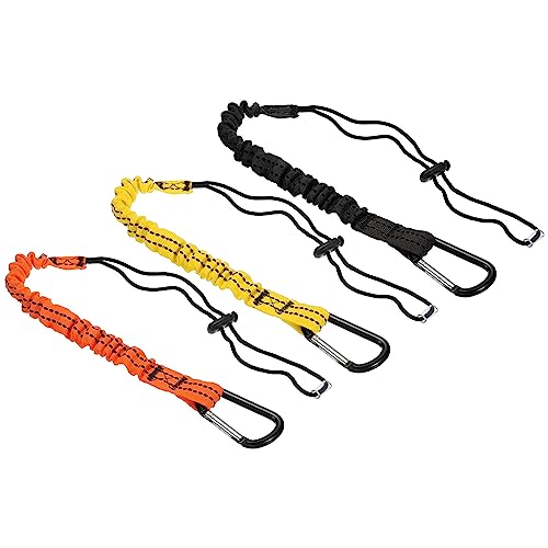 Image of PATIKIL Tool Lanyard with D Hook, 3 Pack 24 Inch Safety Tool Leash for Fall Protection, Orange Black Yellow