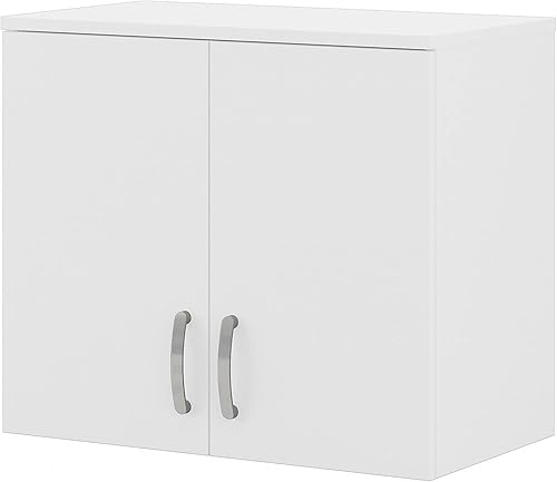 Bush Business Furniture Armario de pared universal con puertas y estantes en blanco, organizador versátil para el hogar, unidad de almacenamiento de