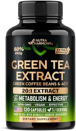 Green Tea Extract - 50% EGCG, Extra Strength 20:1 Extract - Natur...