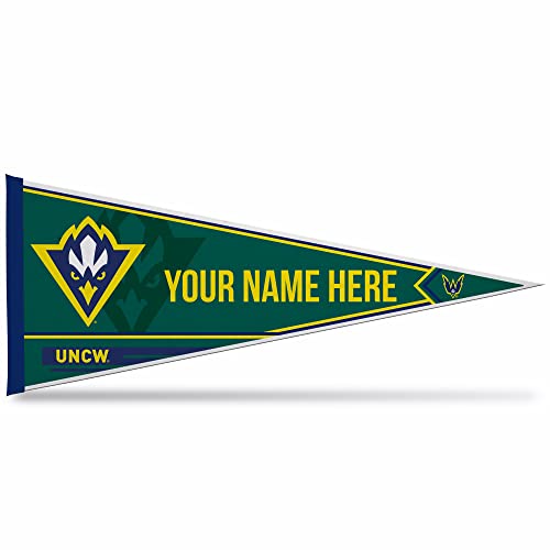 Rico Industries NCAA North Carolina-Wilmington Seahawks Personalized - Custom 12" x 30" Soft Felt Pennant - EZ to Hang