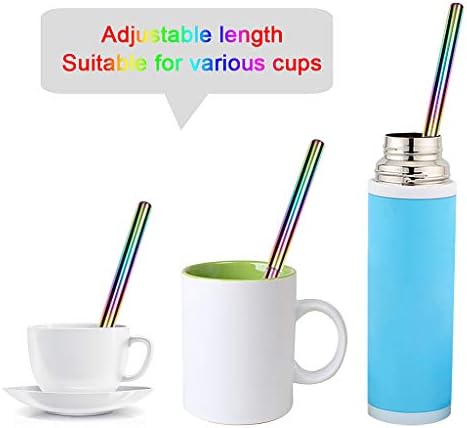 KELYDI Reusable Metal Straws Collapsible with Case, Eco-Friendly Retractable Folding Metal Straw Portable Drinking Straws for Home Office and Travel (Rose Gold & Iridescent)