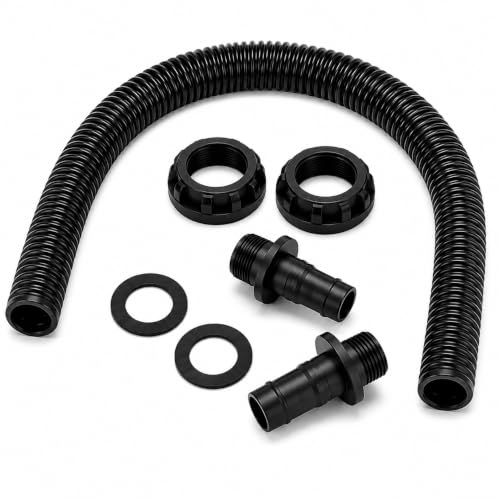 Water Butt Connector Kit 25mm x 50cm – Water Butt Linking Hose Pipe with Fittings, Flexible Rain Barrel Connector, Water Tank Joining Kit for Connecting 2 Water Butts, Garden Rainwater Storage System