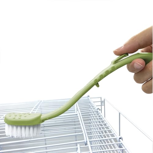 Bird Cage Cleaning Brush,Two Brush Heads,Long-Handled Tool for Cleaning Parrot Cages, Kennels, and Perches,Removes Poop and Keeps Bird Cages Fresh,Essential Bird Cage Accessory