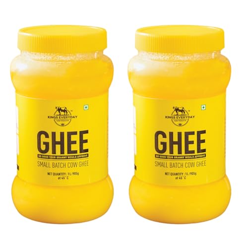 Image of Kings Everyday Cow Ghee 1 Litre Jar | Aromatic & Nutritious | Small Batch Cow Ghee | 1000 ml (Pack of 2)