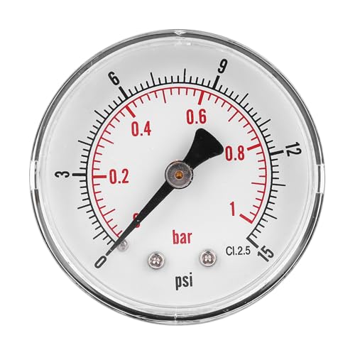 Outdoorm ���͌v 50mm �_�C���� 1/4 BSPT �o�b�N�ڑ� ��C�A���A�Ζ��A�K�X�p (0-15psi 0-1bar)