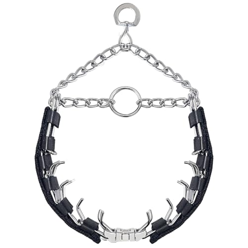 Prong Training Collar for Dogs, Adjustable Dog Pinch Collar with QuickRelease Buckle, Dog No Pull Collar for Small Medium Large Dogs, 2 Extra Link and 20pc Caps (Black, M/L(17-23