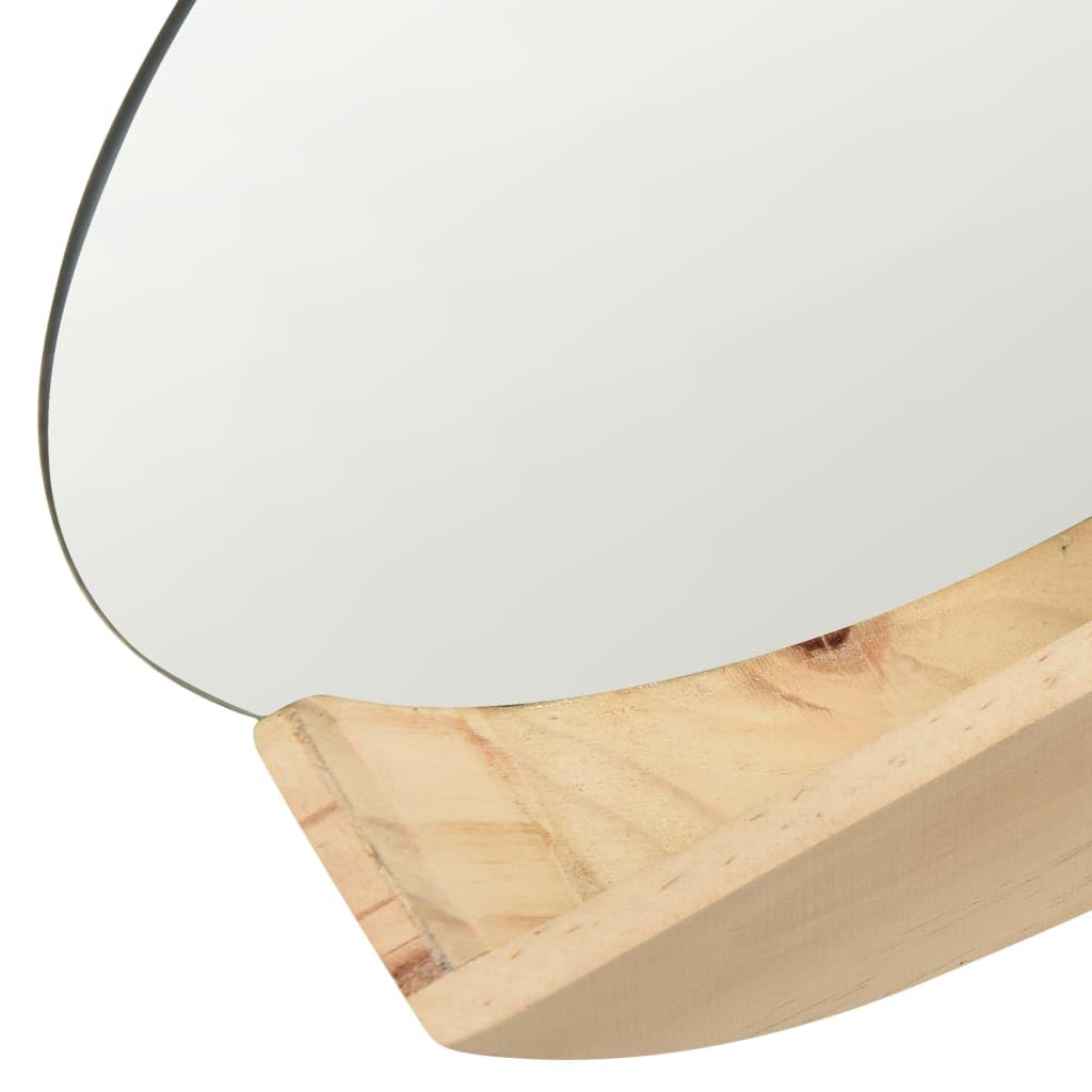 Espejo de pared de madera de pino macizo de 35 cm, soporte de pared redondo con estante para baño, pasillo o dormitorio, para cosméticos y cepillos de dientes