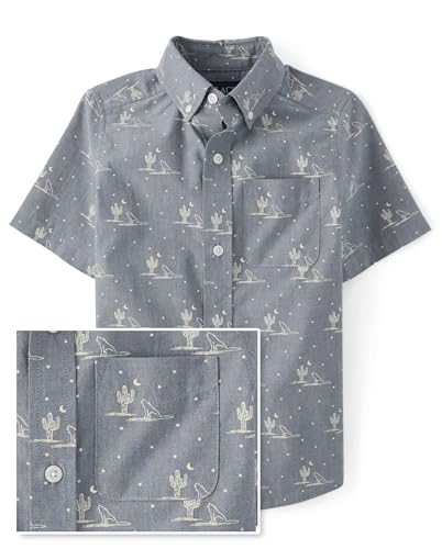 Image of The Children's Place Boys' Short Sleeve Poplin Button Down Shirt