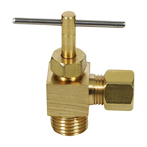Midline Valve Nv69-1418-Nl 1/4^ Od Comp X 1/8^ Mip Angle Needle Valve, Lead-Free,Chrome #TOP2