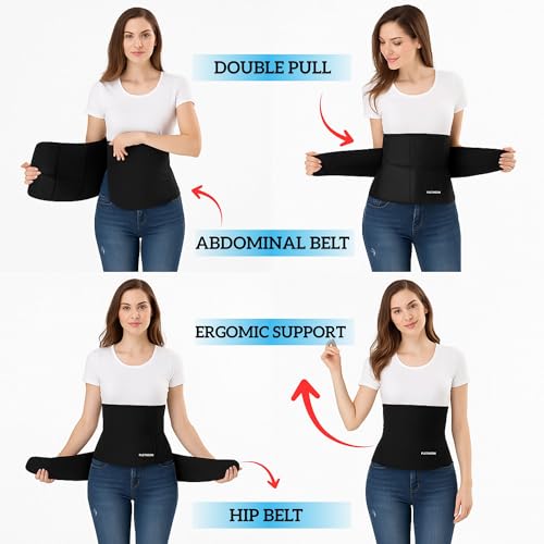 PLETHEON Postpartum Support Belt for Women | After Delivery Belly Wrap | C-Section Recovery Abdominal Binder | Fits 30–46 Inch Waist