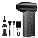 Compressed Air Duster, 130000 RPM High-Speed Electric Air Duster with Brushless Motor, 3 Magnetic Nozzles, 4 Speeds, LED Light & 5000mAh Rechargeable Battery for PC Keyboard Car Cleaning