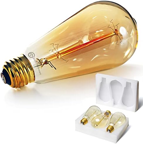 Basics Hardware Incandescent Edison Light Bulbs - Dimmable Bulb, ST64 Vintage Warm Antique Style Filament Lamp - 60W Equivalent, 110V, 480 to 700 Lumens, E26 Base Fixture - Amber Glass, Pack of 3