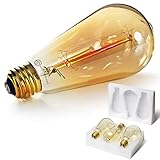 Basics Hardware Incandescent Edison Light Bulbs - Dimmable Bulb, ST64 Vintage Warm Antique Style Fil
