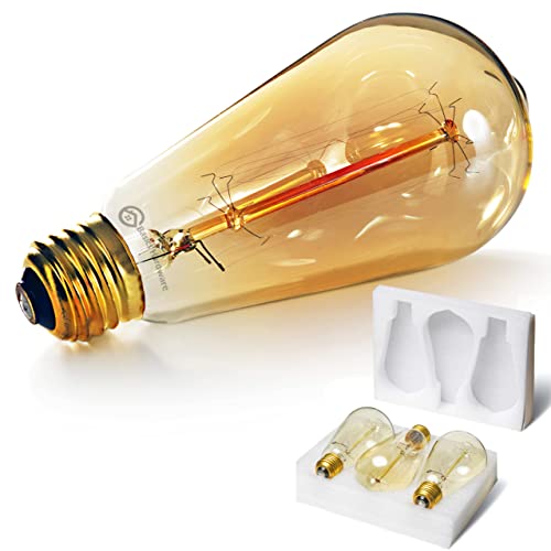 Basics Hardware Incandescent Edison Light Bulbs - Dimmable Bulb, St64 Vintage Warm Antique Style Filament Lamp - 60W Equivalent, 110V, 480 To 700 Lumens, E26 Base Fixture - Amber Glass, Pack Of 3 #TOP19