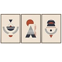 SIGNWIN Framed Canvas Wall Art Retro Abstract Circles, and Shapes in Black and Brown Geometric Patterns Illustrations Minimalism Modern Colorful for Living Room, Bedroom, Office - 16