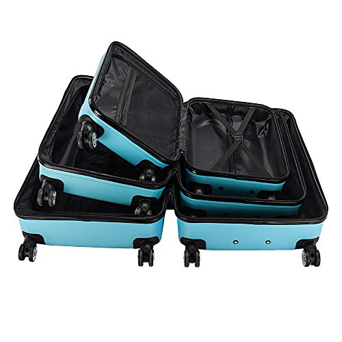 Set Expandable Spinner Wheel Luggage 3 Piece Set Suitcase Hardshell Lightweight TSA Lock 3-in-1 Multifunctional Large Capacity Traveling Storage Suitcase 20" / 24" / 28" Blue3
