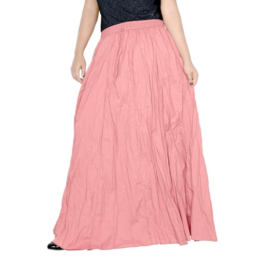 Image of Sttoffa Women Solid Color Maxi Plain Cotton Full Length White Skirt 40 inch Long Cotton Long Skirt