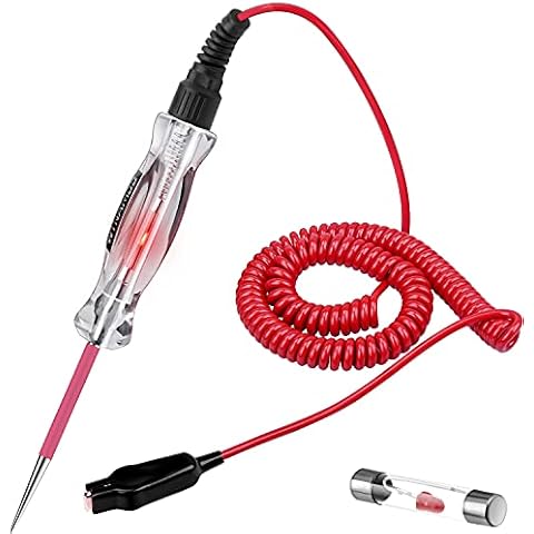 Premium LED Bulb Automotive Circuit Tester, 6-24V Test Light with 135 Inch PU Extended Spring Wire, Sharp Hard Steel Probe Vehicle Circuits Low DC Voltage Light Tester Cover