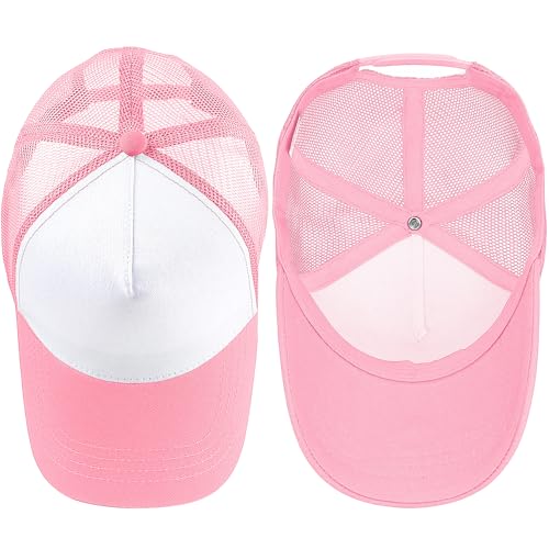 Image of Falari 5-Panel Mesh Baseball Cap, Trucker Hat, Structured Plain Design, Cotton, Adjustable Size