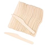 ANTETOK Disposable Wood Cutlery Knives - 100 Pack Wooden Knives Disposable,Biodegradable and Earth Friendly, 6.3 Inch Length Wood Knives