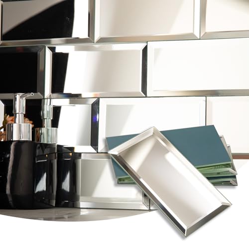 Lovdeco Mirror Subway Tile, Beveled Mirror Backsplash 3x6 Inch for