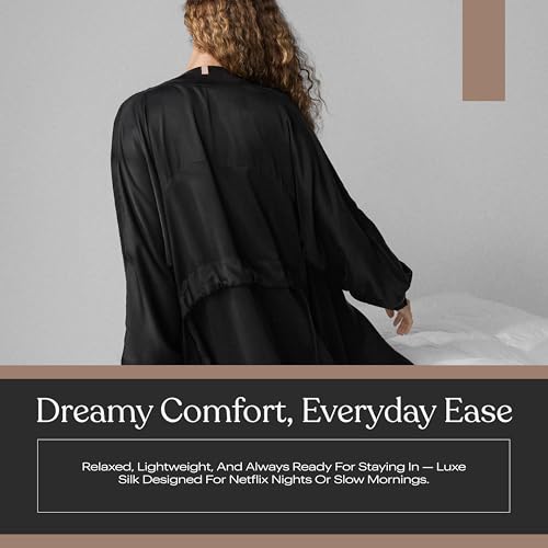 Image of Lunya Washable Silk Robes for Women - Lightweight Short Robes with Pockets, Removable Belt & Interior Tie - Multiple Colors