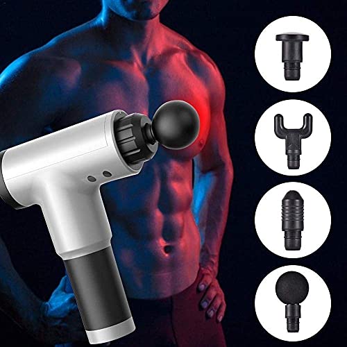 JIGVA Handheld Body Massager Rechargeable Vibration Device for Relieve Muscle and Tissue Pain Gun | Super Quiet, 6 Speed Cordless and 4 Heads (Multicolor)