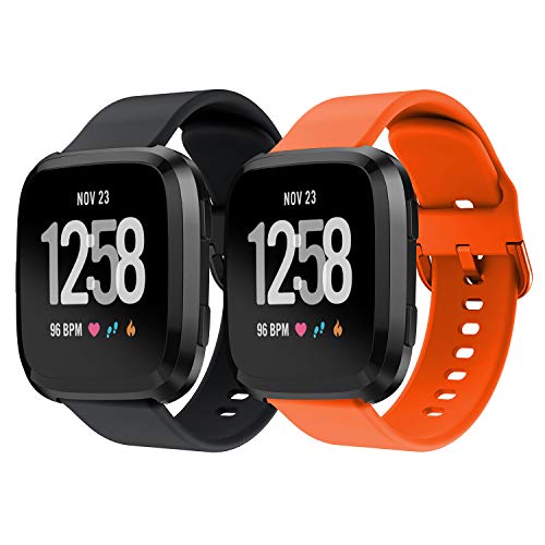 Songsier Sport Band Compatible with Fitbit Versa/Fitbit Versa 2/Fitbit Versa Lite Edition for Women and Men, Soft Silicone Adjustable Strap Replacement Fitness Wristband for Fitbit Versa Smart Watch