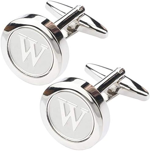 Dannyshi Mens Classic Stainless Steel Initial Cufflinks 26 Alphabet Initial Letter Cufflinks Business Wedding Shirts A-Z