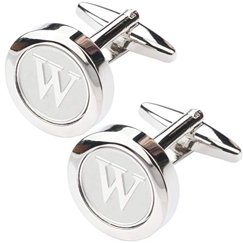 Dannyshi Mens Classic Stainless Steel Initial Cufflinks 26 Alphabet Initial Letter Cufflinks Business Wedding Shirts A-Z
