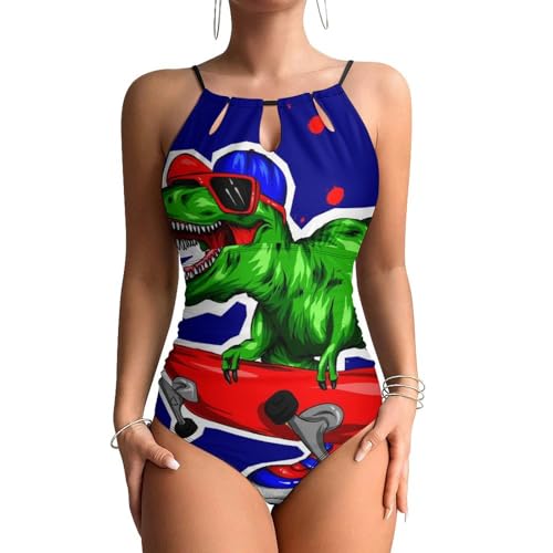 Maillot de bain une pièce dinosaure femme swimsuit gainant monokini beachwear confortable