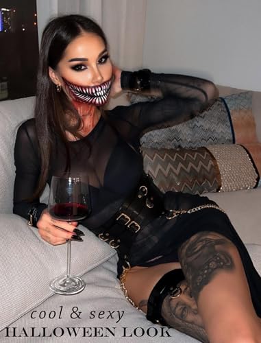 Avidlove Women Mesh Crop Top Long Sleeve See Through Shirt Sheer Blouse O Neck Clubwear S-4XL4