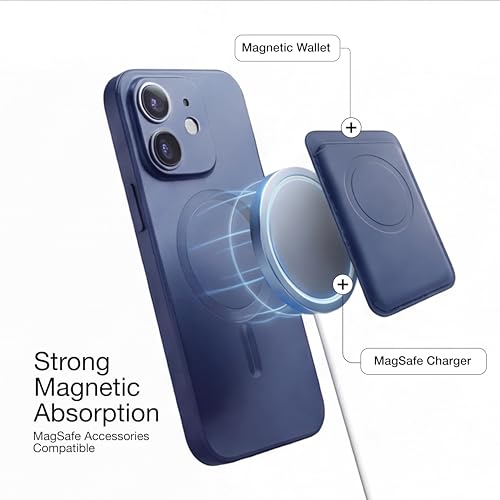 Image of amazon basics Premium Mag-Safe Case for iPhone 11 | Shockproof & Anti-Scratch Cover | Soft Silicone with Wireless Charging | Camera Lens Guard - Blue