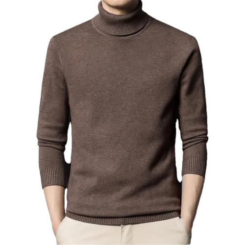 Men's Turtleneck Wool Sweater Solid Color Knit Warm Casual Bottom Pullover Top